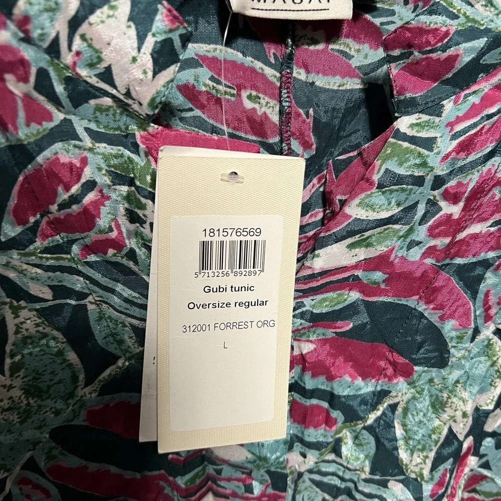 Masai Tunic Top Womens Large Multicolor Gubi Oversize Floral Tropical Leaf - Picture 6 of 6